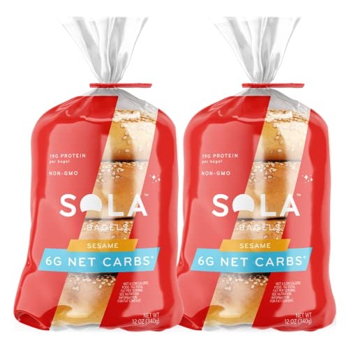 SOLA Low Carb & Keto Friendly Bagels, Sesame - 6g Net Carbs & 19...