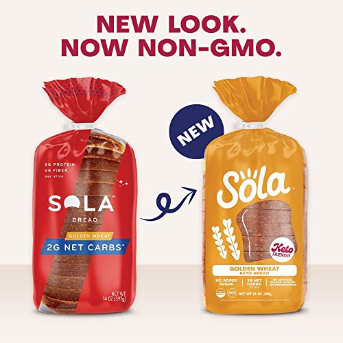 SOLA Non GMO & Keto Certified Bread, Golden Wheat, 1g Net Carb, ...
