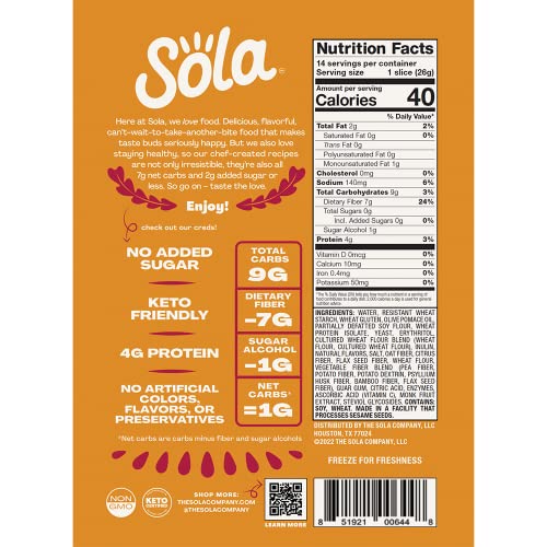 SOLA Non GMO & Keto Certified Bread, Golden Wheat, 1g Net Carb, ...