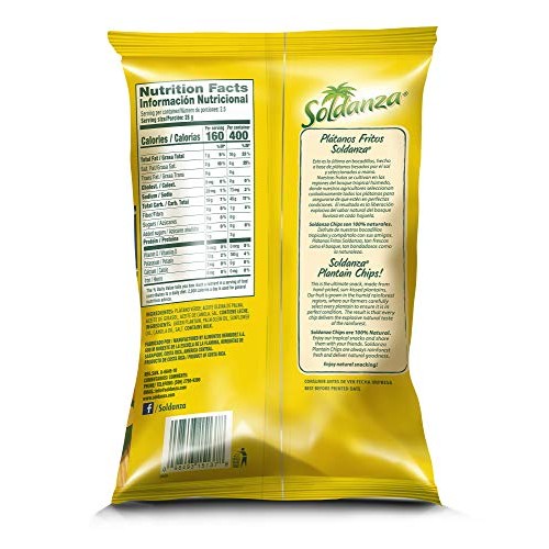 Soldanza Plantain Chips, Lightly Salted, 2.5 Oz Pack Of 24
