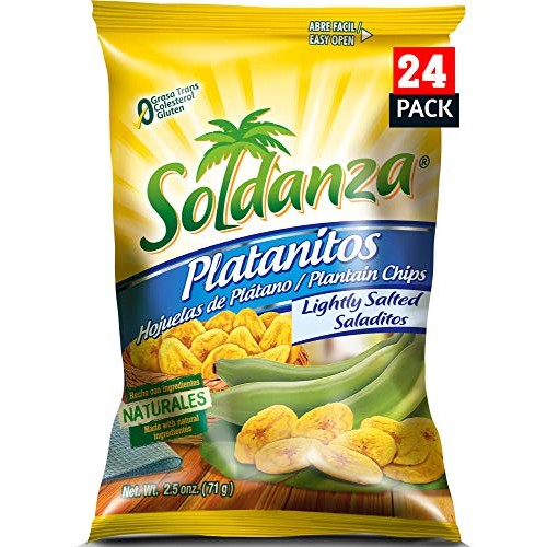 Soldanza Plantain Chips, Lightly Salted, 2.5 Oz Pack Of 24