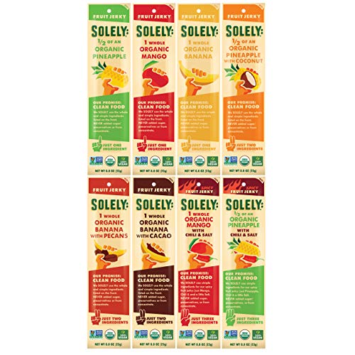 Solely Organic Fruit Jerky Variety Pack, 8 Strips | Minimal Ingr