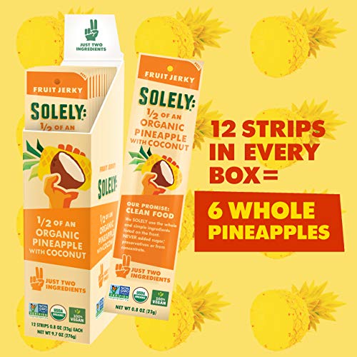 Solely Organic Pineapple Fruit Jerky, 12 Strips