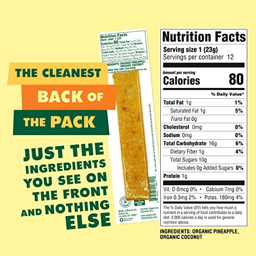 Solely Organic Pineapple Fruit Jerky, 12 Strips