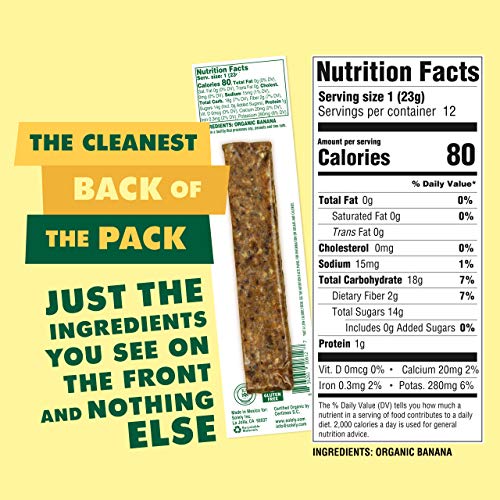 Solely Organic Banana Fruit Jerky, 12 Strips | One Ingredient |