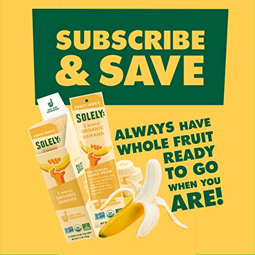 Solely Organic Banana Fruit Jerky, 12 Strips | One Ingredient |