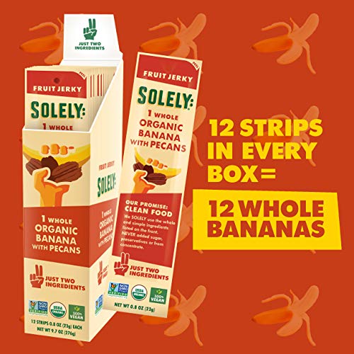 Solely Organic Banana With Pecan Fruit Jerky, 12 Strips | Two In