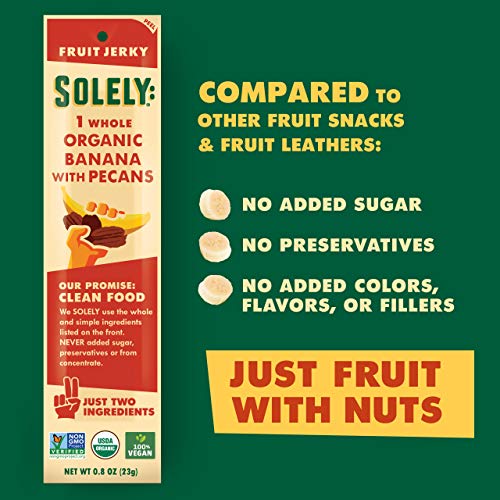 Solely Organic Banana With Pecan Fruit Jerky, 12 Strips | Two In