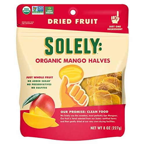 Solely Organic Dried Mango Halves, 8 Oz | One Ingredient | Vegan