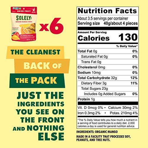 Solely Organic Dried Mango Strips, Medium Pack Of 6 | One Ingr