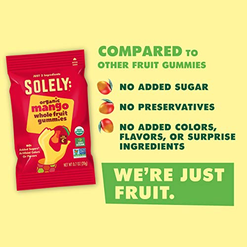 SOLELY Organic Mango Whole Fruit Gummies, 3.5 oz | Two Ingredien...