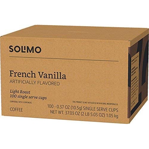 Amazon Brand - 100 Ct. Solimo Light Roast Coffee Pods, Hazelnut