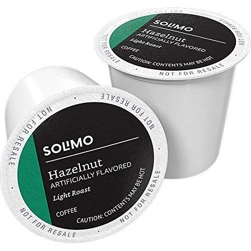 Amazon Brand - 100 Ct. Solimo Light Roast Coffee Pods, Hazelnut
