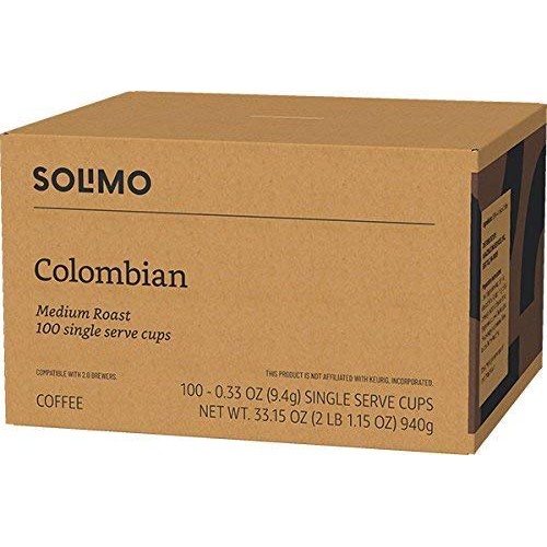 Amazon Brand - 100 Ct. Solimo Medium Roast Coffee Pods, Colombia