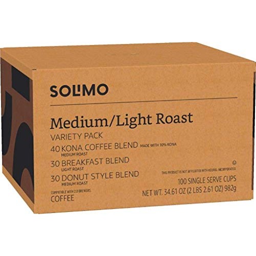 Amazon Brand - 100 Ct. Solimo Variety Pack Light And Medium Roas