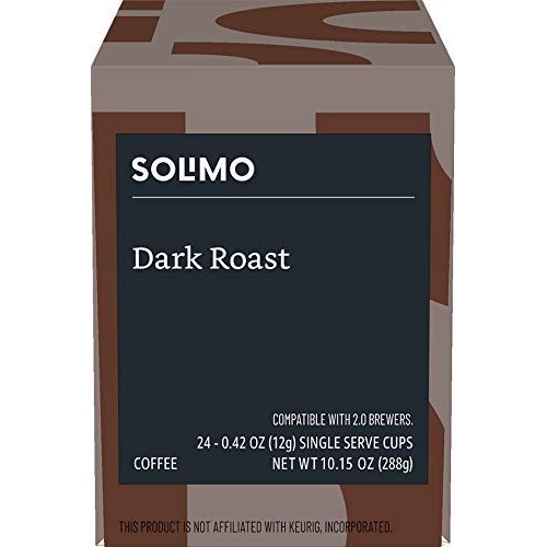 Amazon Brand - 24 Ct. Solimo Coffee Pods, Dark Roast, Compatible