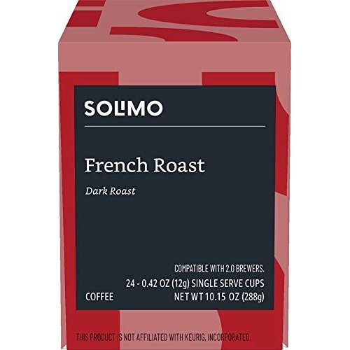 Amazon Brand - 24 Ct. Solimo Coffee Pods, French Roast, Compatib