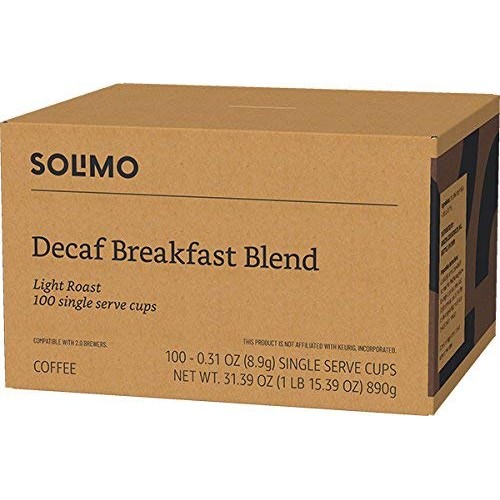 Amazon Brand Solimo Decaf Light Roast Coffee Pods, Breakfast Ble