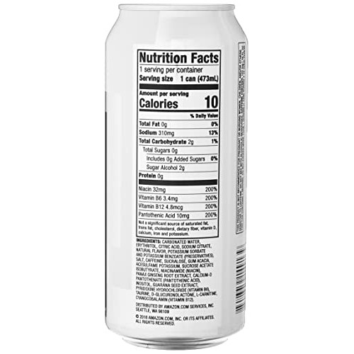 Amazon Brand - Solimo Silver Energy Drink, Sugar Free, 16 Fluid ...