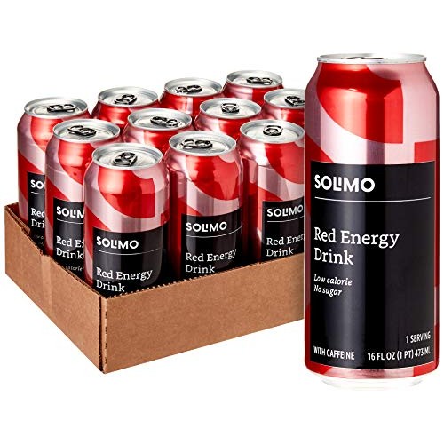 Amazon Brand - Solimo Red Energy Drink, Sugar Free, 16 Fluid Oun