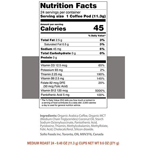 Sollo Ketogenic Proof Medium Roast Coffee Pods, Keto &Amp; Paleo Die