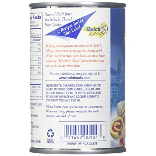 Solo Cherry Cake And Pastry Filling, 12 Ounce Pack Of 6