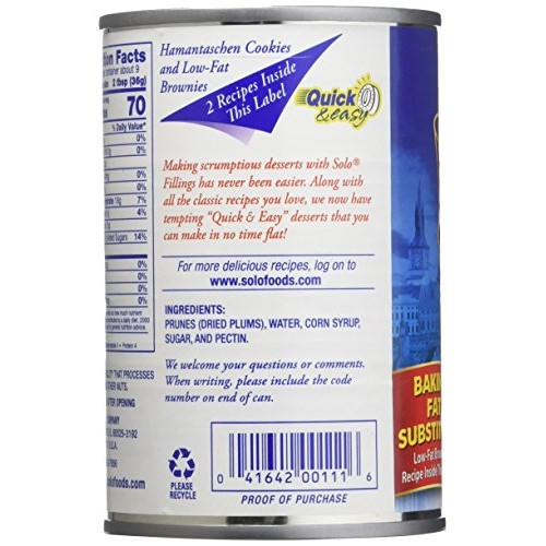 Solo Filling Prune, 12 Oz Cans Pack Of 2