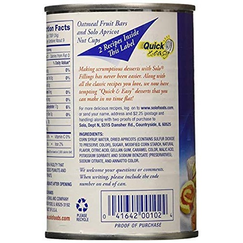 Solo Cake &Amp; Pastry Filling Apricot - 12 Oz