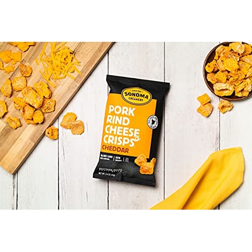 Sonoma Creamery Pork Rind Cheddar Crisps - Keto Friendly, Gluten