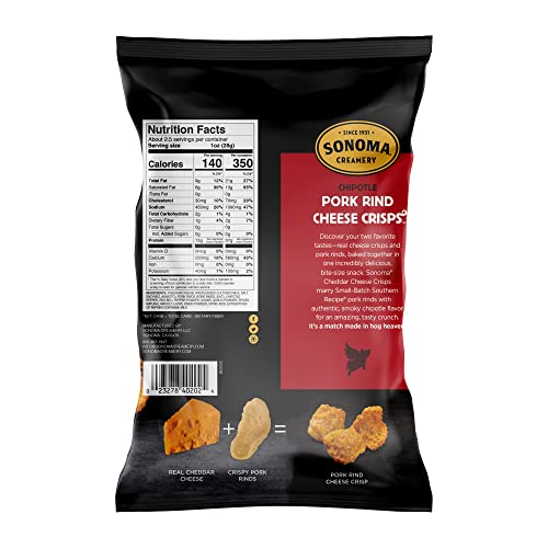 Sonoma Creamery - Pork Rind Cheese Crisps, Chipotle, 2.4 Oz 3 C...
