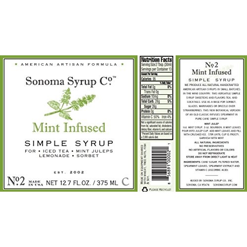 Sonoma Syrup Co Mint Simple Syrup