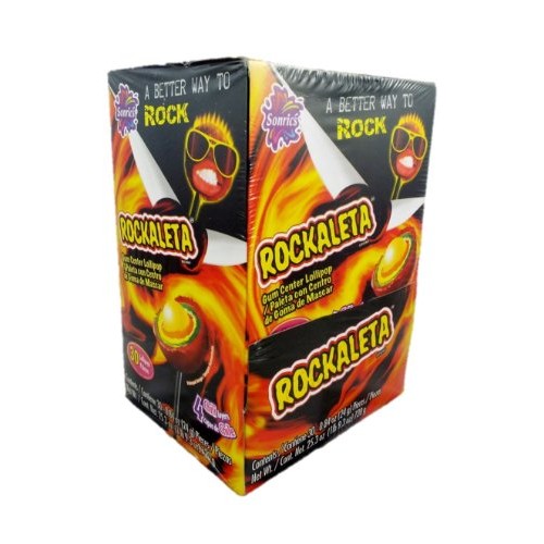 Sonrics Rockaleta Lollipop Chili Layered With Gum Center - 30 Ct