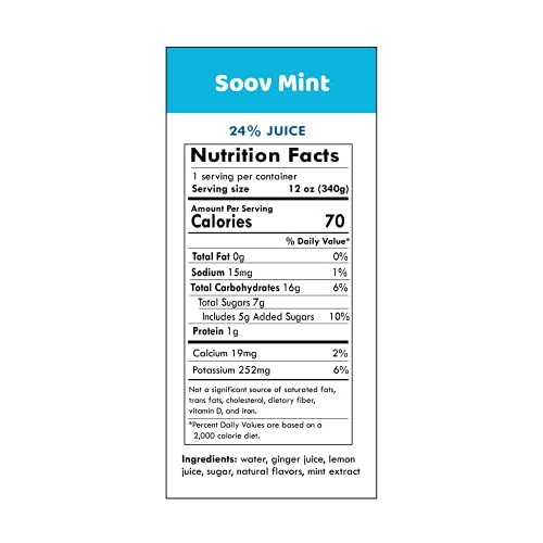 Soov Sparkling Ginger Mint Tonic - 12 Pack, Ginger Juice Healthy...