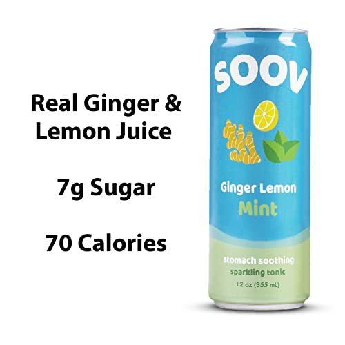 Soov Sparkling Ginger Mint Tonic - 12 Pack, Ginger Juice Healthy...