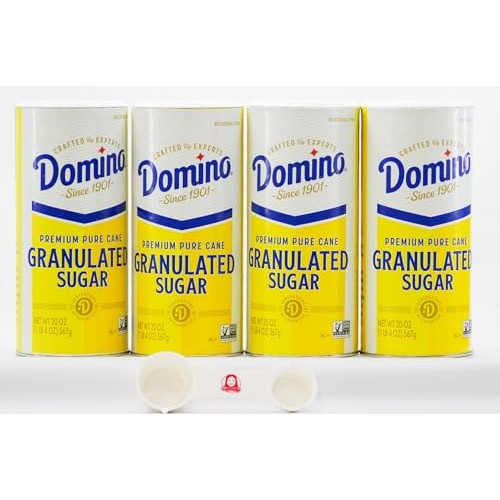 Domino Premium Pure Cane Granulated Sugar 20oz 4-Pack with Bonus...