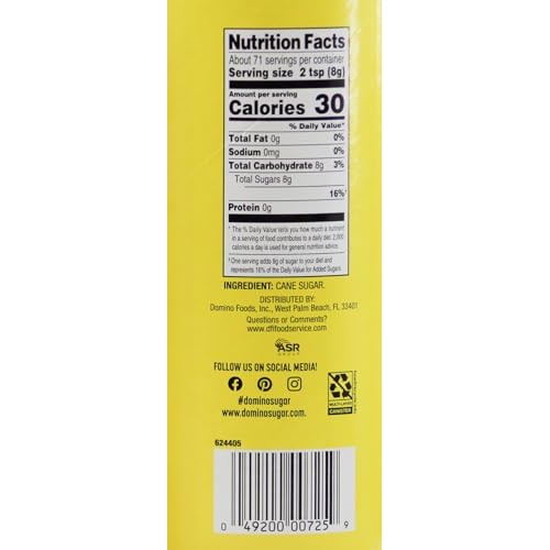 Domino Premium Pure Cane Granulated Sugar 20oz 4-Pack with Bonus...