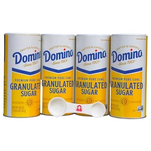 Domino Premium Pure Cane Granulated Sugar 20oz 4-Pack with Bonus...
