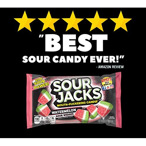 Sour Jacks Sour Candy Gummy Snacks, Watermelon Sour Wedges, Bulk