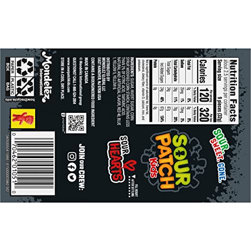Sour Patch Kids Black Raspberry Sour Hearts Soft &Amp; Chewy Valenti