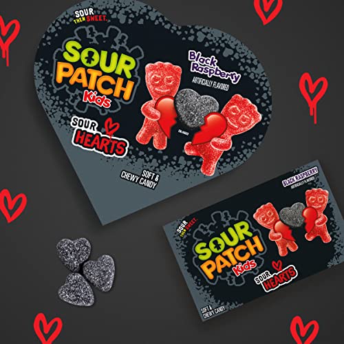 Sour Patch Kids Black Raspberry Sour Hearts Soft &Amp; Chewy Valenti
