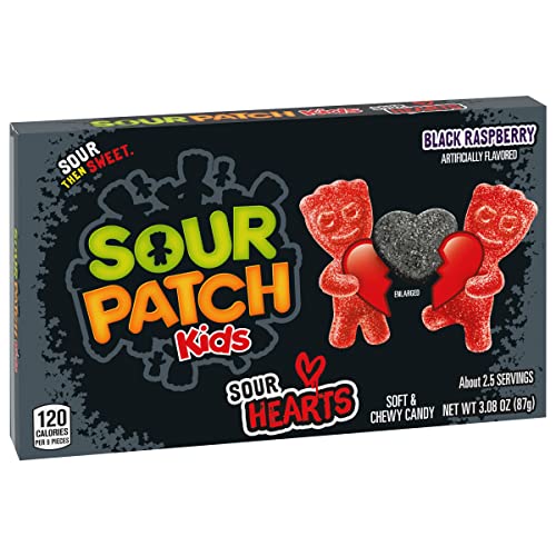Sour Patch Kids Black Raspberry Sour Hearts Soft &Amp; Chewy Valenti