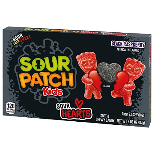 Sour Patch Kids Black Raspberry Sour Hearts Soft &Amp; Chewy Valenti