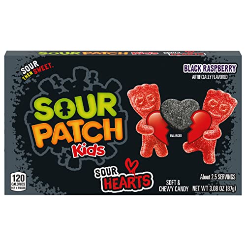 Sour Patch Kids Black Raspberry Sour Hearts Soft &Amp; Chewy Valenti