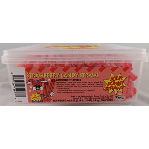 Sour Power Strawberry Straws,49.4 Ounce, 200-Count Tubs Pack Of 2