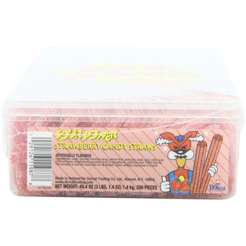 Sour Power Strawberry Straws,49.4 Ounce, 200-Count Tubs Pack Of 2