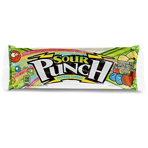 Sour Punch Straws, Rainbow Flavors, 4.5Oz Tray  Pack Of 12, Le