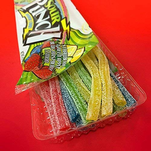 Sour Punch Straws, Rainbow Flavors, 4.5Oz Tray  Pack Of 12, Le