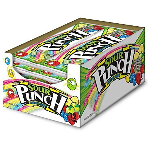 Sour Punch Straws, Rainbow Flavors, 4.5Oz Tray  Pack Of 12, Le