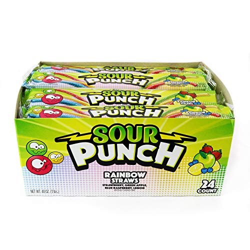 Sour Punch Straws, Rainbow Fruit Flavors, Chewy Sweet &Amp; Sour Can