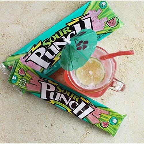 Sour Punch Watermelon Sour Straws, 2Oz Tray, 24 Pack